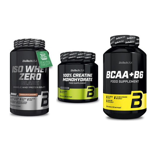 BioTech USA Marken-Trio: Iso Whey Zero + Creatine + BCAA+B6 200 – alle enthaltenen Artikel