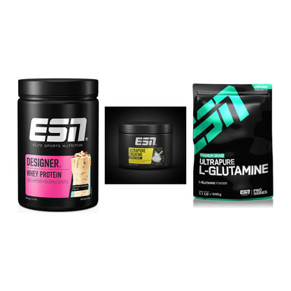 ESN Marken-Trio: Designer Whey + Ultrapure Creatine + 1 weitere – alle enthaltenen Artikel
