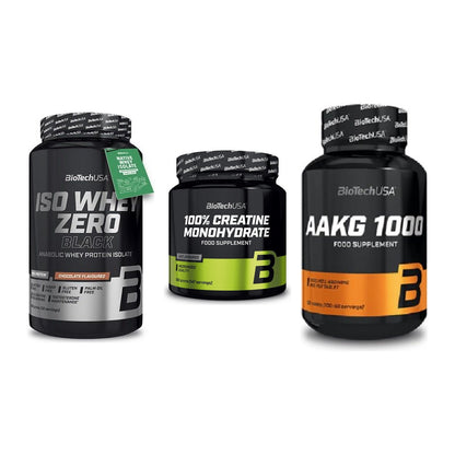 BioTech USA Marken-Trio: Iso Whey Zero + Creatine + AAKG 1000mg – alle enthaltenen Artikel