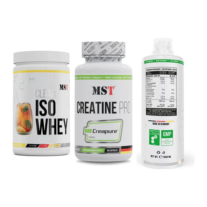 MST Marken-Trio: Iso Clear + Creatine Pro + L-Carnitine – alle enthaltenen Artikel