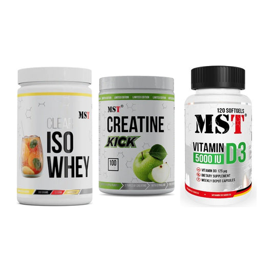 MST Marken-Trio: Iso Clear + Creatine Kick + Vitamin D3 – alle enthaltenen Artikel