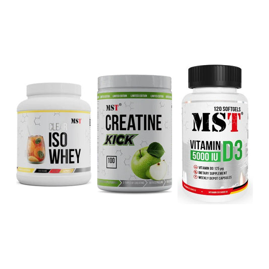 MST Marken-Trio: Iso Clear + Creatine Kick + Vitamin D3 – alle enthaltenen Artikel