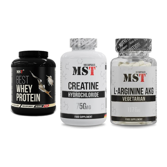 MST Marken-Trio: Best Whey + Creatine HCL + Arginin AAKG – alle enthaltenen Artikel