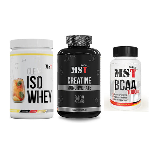 MST Marken-Trio: Iso Clear + Creatine + BCAA 1000 (90 – alle enthaltenen Artikel