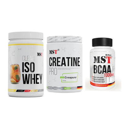 MST Marken-Trio: Iso Clear + Creatin Pro + BCAA 1000 (90 – alle enthaltenen Artikel