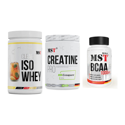 MST Marken-Trio: Iso Clear + Creatin Pro + BCAA 1000 (90 – alle enthaltenen Artikel