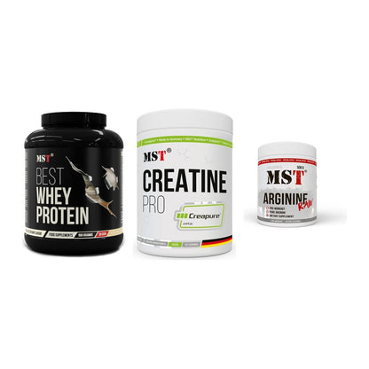 MST Marken-Trio: Best Whey + Creatin Pro + Arginine RAW – alle enthaltenen Artikel