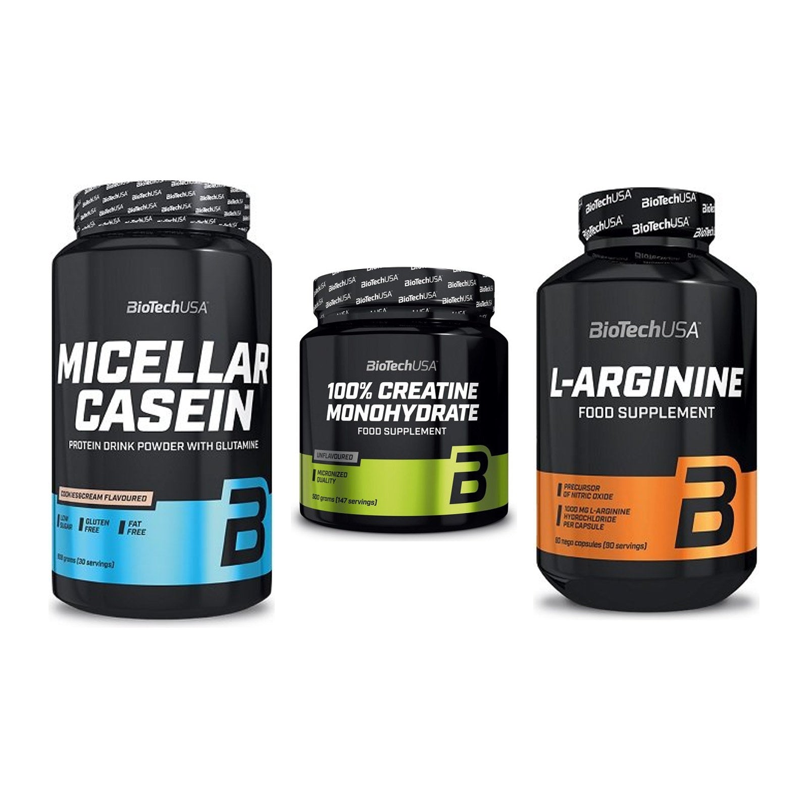 BioTech USA Marken-Trio: Micellar + Creatine + L-Arginine – alle enthaltenen Artikel