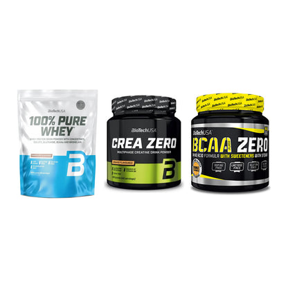 BioTech USA Marken-Trio: 100% Pure + Crea Zero + BCAA Zero – alle enthaltenen Artikel