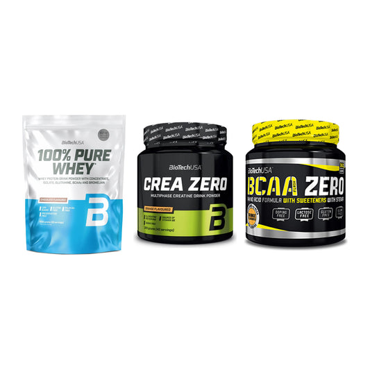 BioTech USA Marken-Trio: 100% Pure + Crea Zero + BCAA Zero – alle enthaltenen Artikel