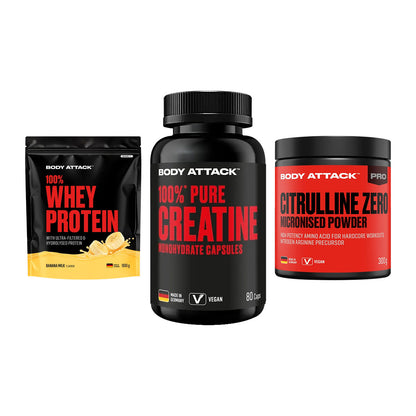 Body Attack Marken-Trio: Attack 100% Whey Protein + 2 weitere – alle enthaltenen Artikel