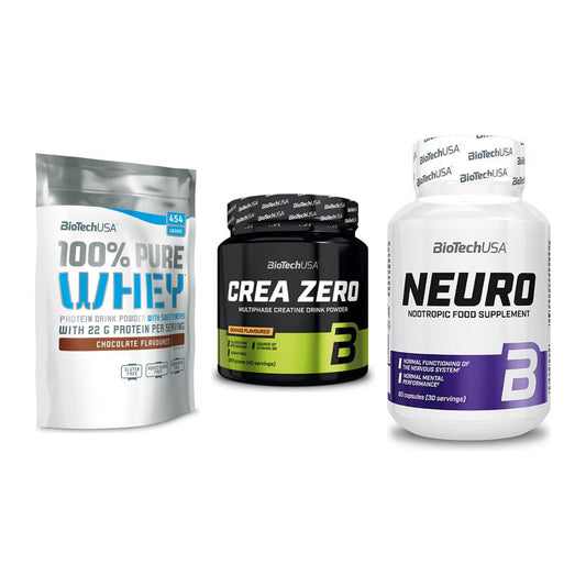 BioTech USA Marken-Trio: 100% Pure + Crea Zero + Neuro – alle enthaltenen Artikel