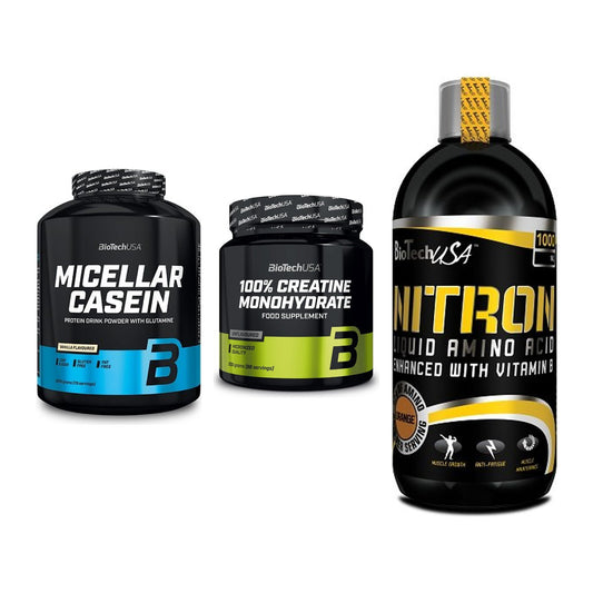 BioTech USA Marken-Trio: Micellar + Creatine + Liquid Amino – alle enthaltenen Artikel
