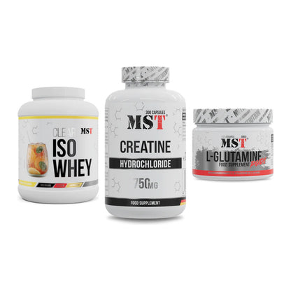 MST Marken-Trio: Iso Clear + Creatine HCL + Glutamine – alle enthaltenen Artikel