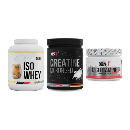 MST Marken-Trio: Iso Clear + Creatin Monohydrate + Glutamine – alle enthaltenen Artikel