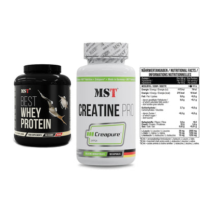 MST Marken-Trio: Best Whey Protein + Creatine Pro CREAPURE + BCAA Zero – alle enthaltenen Artikel