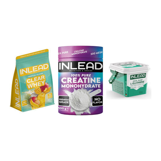 INLEAD Marken-Trio: Clear Whey + Creatine + L-Glutamine – alle enthaltenen Artikel