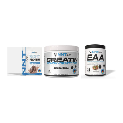 NNT Labs Marken-Trio: Whey 450g + Creatin 1000 + EAA 500g – alle enthaltenen Artikel