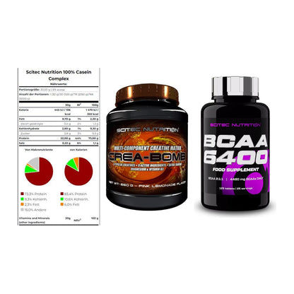 Scitec Nutrition Marken-Trio: Casein Complex + Crea-Bomb + 1 weitere – alle enthaltenen Artikel