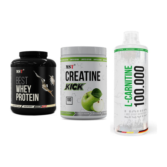 MST Marken-Trio: Best Whey + Creatine Kick + L-Carnitine – alle enthaltenen Artikel