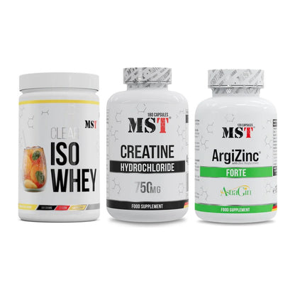 MST Marken-Trio: Iso Clear + Creatine HCL + ArgiZinc Forte – alle enthaltenen Artikel