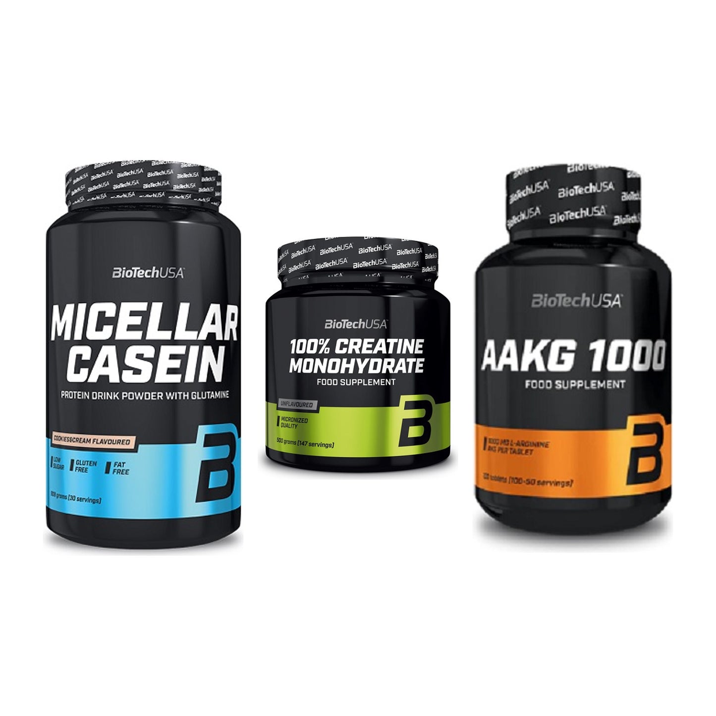 BioTech USA Marken-Trio: Micellar + Creatine + AAKG 1000mg – alle enthaltenen Artikel