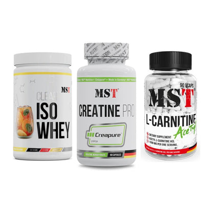 MST Marken-Trio: Iso Clear + Creatine Pro + L-Carnitine – alle enthaltenen Artikel