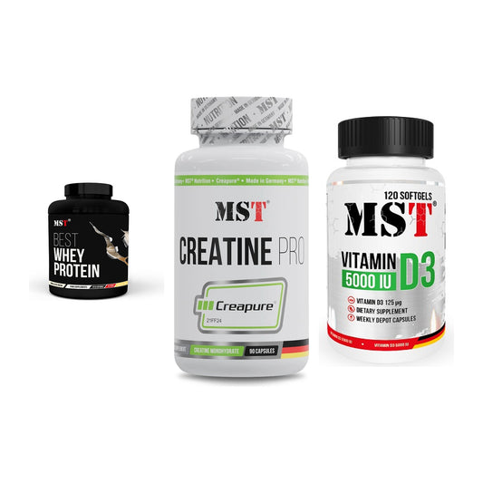 MST Marken-Trio: Best Whey + Creatine Pro + Vitamin D3 – alle enthaltenen Artikel