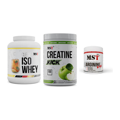 MST Marken-Trio: Iso Clear + Creatine Kick + Arginine RAW – alle enthaltenen Artikel