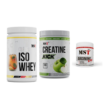 MST Marken-Trio: Iso Clear + Creatine Kick + Arginine RAW – alle enthaltenen Artikel
