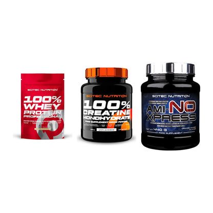 Scitec Nutrition Marken-Trio: 100% Whey + Creatine + 1 weitere – alle enthaltenen Artikel