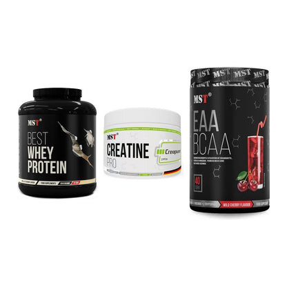 MST Marken-Trio: Best Whey + Creatin Pro + EAA & BCAA 520g – alle enthaltenen Artikel
