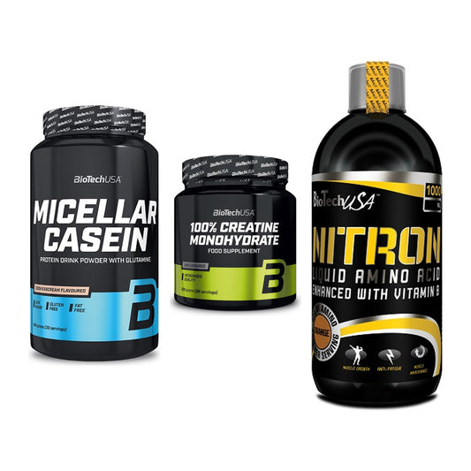 BioTech USA Marken-Trio: Micellar + Creatine + Liquid Amino – alle enthaltenen Artikel
