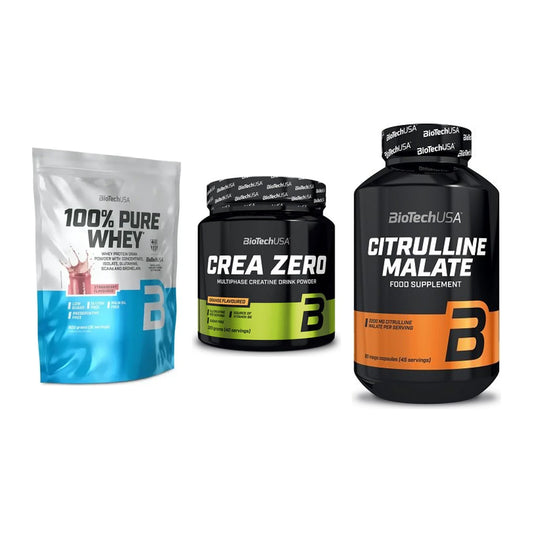 BioTech USA Marken-Trio: 100% Pure + Crea Zero + Citrulline – alle enthaltenen Artikel