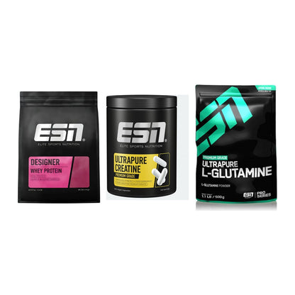 ESN Marken-Trio: Designer Whey + Ultrapure Creatine + 1 weitere – alle enthaltenen Artikel