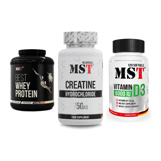 MST Marken-Trio: Best Whey + Creatin HCL + Vitamin D3 – alle enthaltenen Artikel