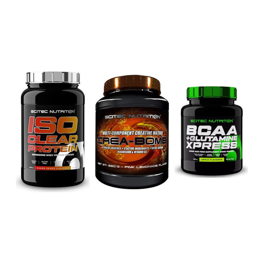 Scitec Nutrition Marken-Trio: IsoClear Protein + Crea-Bomb + 1 weitere – alle enthaltenen Artikel