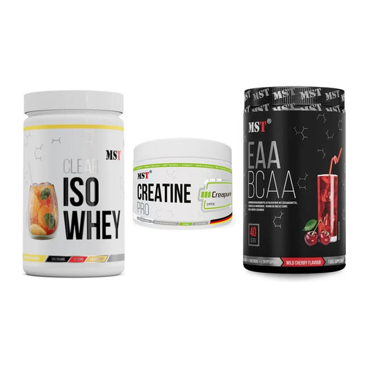 MST Marken-Trio: Iso Clear + Creatin Pro CREAPURE + EAA & BCAA – alle enthaltenen Artikel