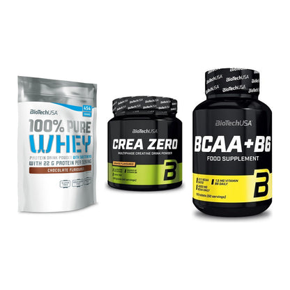 BioTech USA Marken-Trio: 100% Pure + Crea Zero + BCAA+B6 100 – alle enthaltenen Artikel