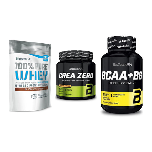 BioTech USA Marken-Trio: 100% Pure + Crea Zero + BCAA+B6 100 – alle enthaltenen Artikel