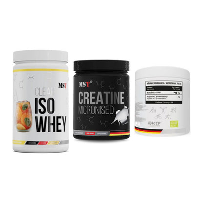 MST Marken-Trio: Iso Clear + Creatin Monohydrate + Arginine HCL – alle enthaltenen Artikel