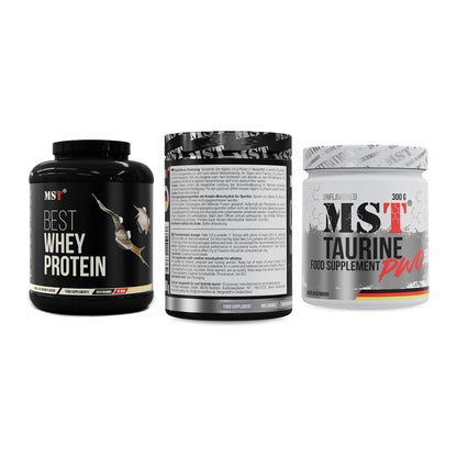 MST Marken-Trio: Best Whey + Creatin Monohyd + Taurine – alle enthaltenen Artikel
