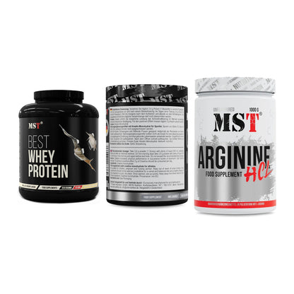 MST Marken-Trio: Best Whey + Creatin Monohyd + Arginine HCL – alle enthaltenen Artikel