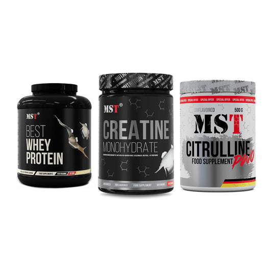 MST Marken-Trio: Best Whey + Creatin Monohyd + Citrulline – alle enthaltenen Artikel