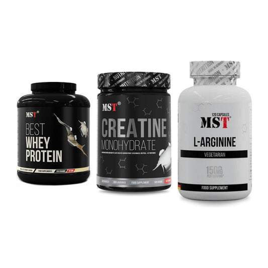 MST Marken-Trio: Best Whey + Creatin Monohyd + L-Arginine 120 – alle enthaltenen Artikel