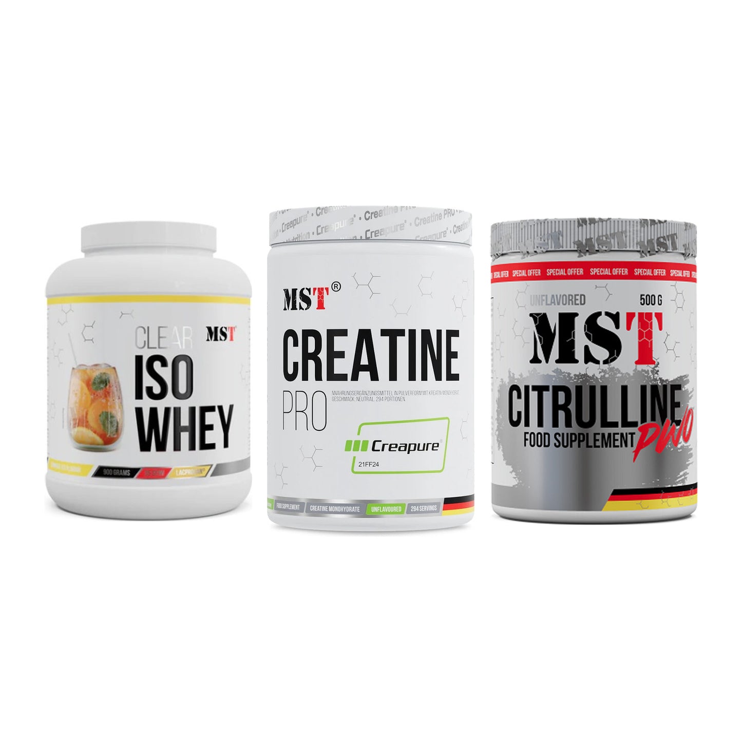 MST Marken-Trio: Iso Clear + Creatin Pro + Citrulline – alle enthaltenen Artikel