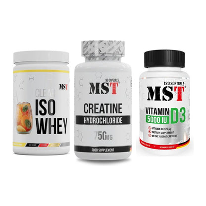 MST Marken-Trio: Iso Clear + Creatin HCL + Vitamin D3 – alle enthaltenen Artikel