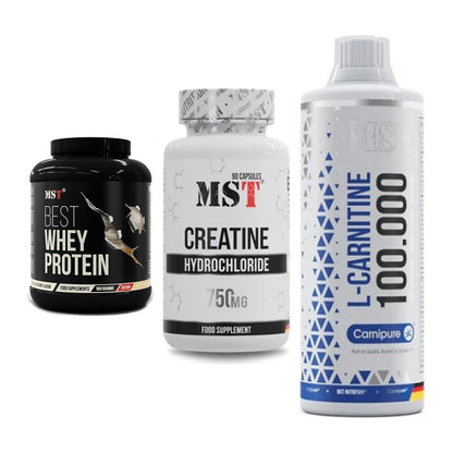 MST Marken-Trio: Best Whey + Creatin HCL + L-Carnitine – alle enthaltenen Artikel