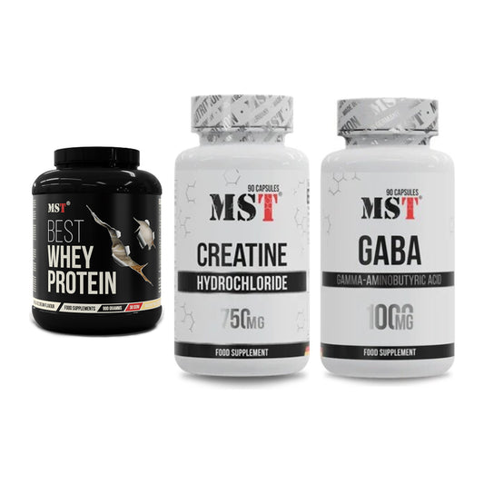 MST Marken-Trio: Best Whey Protein + Creatin HCL + GABA 1000mg – alle enthaltenen Artikel