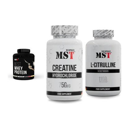 MST Marken-Trio: Best Whey Protein + Creatin HCL + Citrulline – alle enthaltenen Artikel